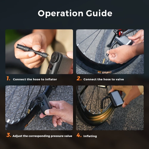 Tiny Bike Pump Pro - 120 PSI High Pressure and LED Display Electric Bike Pump