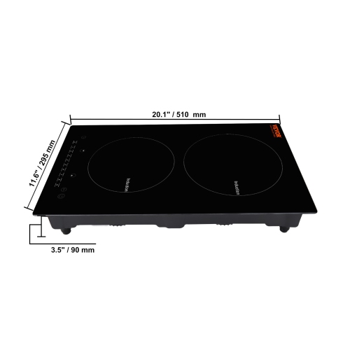 VEVOR 2 Burners Electric Cooktop, 12'' Induction Stove Top, Built-in Magnetic Cooktop 1800W, 9 Heating Level Multifunctional Burner, LED Touch Screen