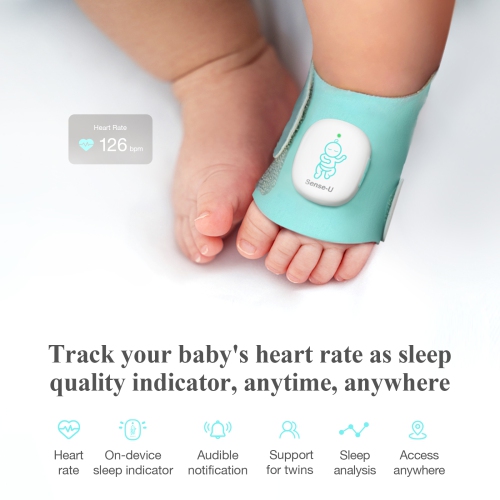 Sense-U Smart Sock Shoe Baby Monitor with On-Device Sleep Indicator & Notifications, Track Heart Rate, Movement, Sleep Patterns, Naps from Anywhere