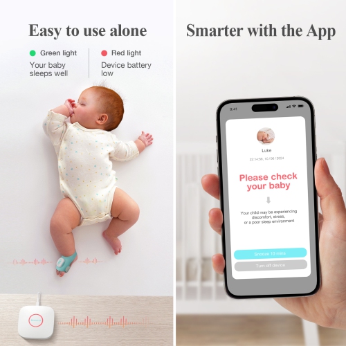 Sense-U Smart Sock Shoe Baby Monitor with On-Device Sleep Indicator & Notifications, Track Heart Rate, Movement, Sleep Patterns, Naps from Anywhere