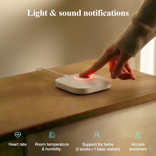 Sense-U Smart Sock Shoe Baby Monitor with On-Device Sleep Indicator & Notifications, Track Heart Rate, Movement, Sleep Patterns, Naps from Anywhere