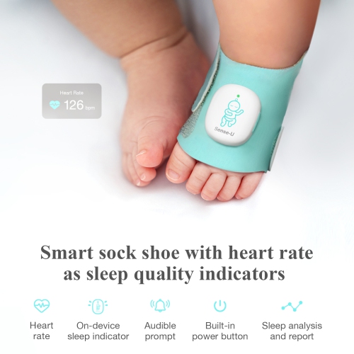 Sense-U Baby Smart Sock Shoe Baby Monitor, Track Sleep Patterns, Heart Rate, Movement for Peace of Mind, Infant Foot Monitor for Better Sleep, 0-12M