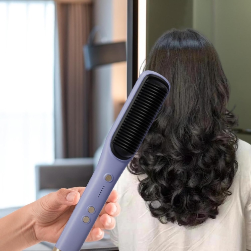 [Blue Purple] Nouveau fer plat sans fil pour usage domestique, fer plat portatif à ions négatifs qui n'endommage pas les cheveux, fer plat à double