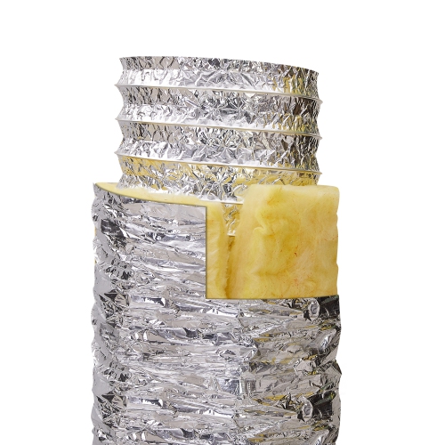 VEVOR 5'' Dryer Vent Hose, Insulated Flexible Duct 25FT Long with 2 Duct Clamps, Heavy-Duty Three Layer Protection for HVAC Heating Cooling , R-4.2