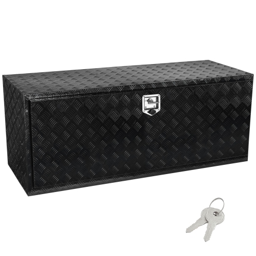 VEVOR 60" x 24" x 24" Underbody Truck Box, Pickup Storage Box, Heavy Duty Aluminum Diamond Plate Tool Box with Lock and Keys, Waterproof Trailer