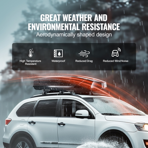 VEVOR 18 Cubic Feet Rooftop Cargo Carrier, Roof Cargo Box, ABS Hard Shell Roof Box, with Dual-Sided Opening and 2 Reinforced Straps, Aerodynamic,