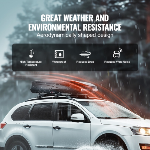 VEVOR 22 Cubic Feet Rooftop Cargo Carrier, Roof Cargo Box, ABS Hard Shell Roof Box, with Dual-Sided Opening and 2 Reinforced Straps, Aerodynamic,