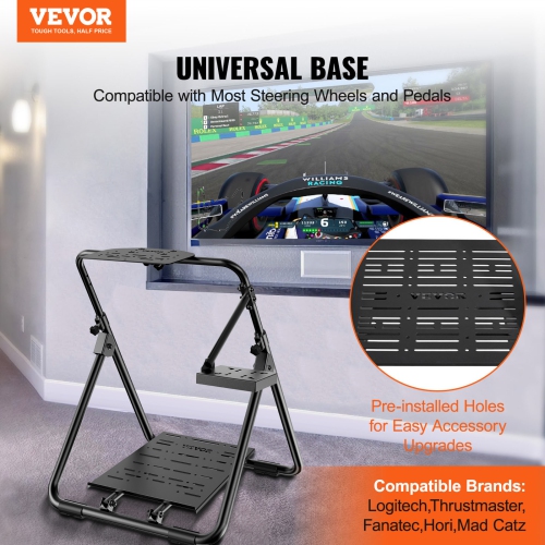Support de volant de course pliable VEVOR, base universelle à hauteur réglable de Logitech et volant et pédale de course de Thrustmaster, cadre