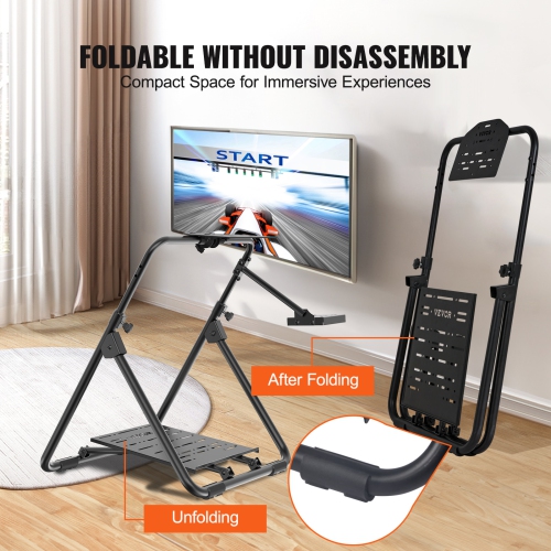 Support de volant de course pliable VEVOR, base universelle à hauteur réglable de Logitech et volant et pédale de course de Thrustmaster, cadre