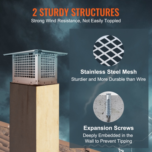 VEVOR 17 x 17 inch Chimney Cap, 304 Stainless Steel Fireplace Chimney Cover, Not Easily Toppled & Practical Accessories & Easy Installation, Fits