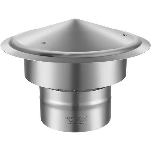 VEVOR 6 inch Chimney Cap, 304 Stainless Steel Round Roof Rain Cap, 11.81-inch Increased Caps, All Weather & Reinforced Screws & Easy Installation,