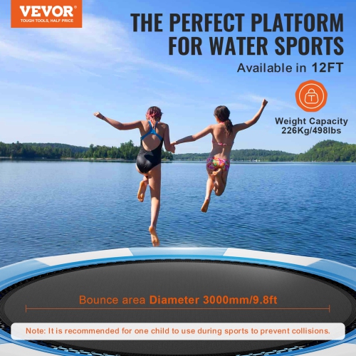 Siège sauteur gonflable VEVOR 13&nbsp;pi, trampoline récréative, plateforme de natation rebondissante portative avec échelle en 3 marches et pompe à