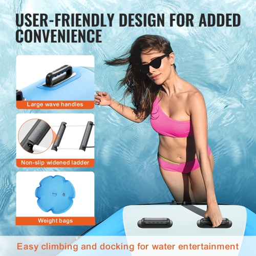 Siège sauteur gonflable VEVOR 13&nbsp;pi, trampoline récréative, plateforme de natation rebondissante portative avec échelle en 3 marches et pompe à