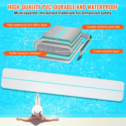 VEVOR 20&nbsp;pi, tapis d'entraînement Gymnastics, tapis de gymnastique gonflable 4&nbsp;po, piste de culbutage avec pompe électrique, tapis