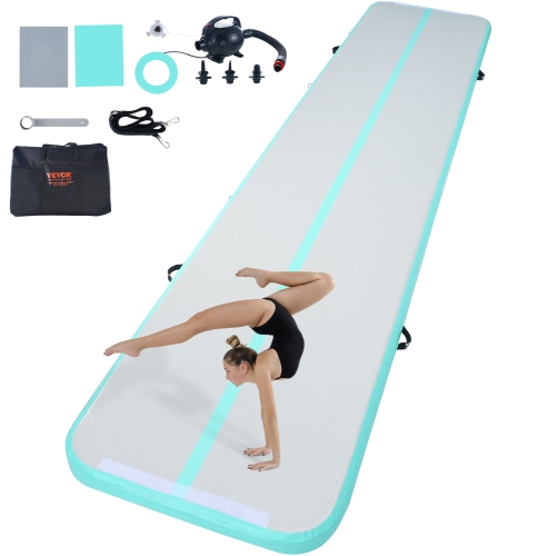 Image 1 de 9.. VEVOR 16&nbsp;pi, tapis d'entraînement Gymnastics, tapis de gymnastique gonflable 4&nbsp;po, piste de culbutage avec pompe électrique, tapis