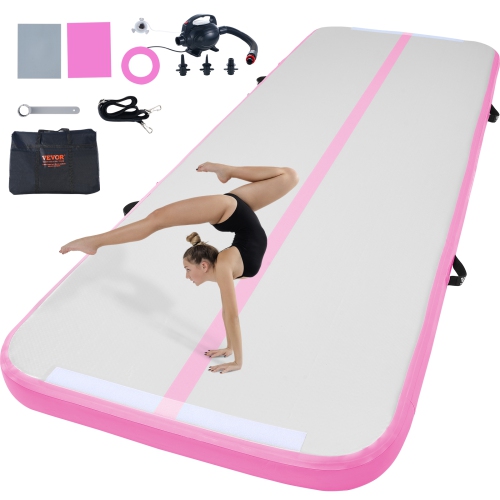 VEVOR 10 ft Gymnastics Air Mat, 4 inch Thickness Inflatable Gymnastics Tumbling Mat, Tumble Track with Electric Pump, Training Mats for Home