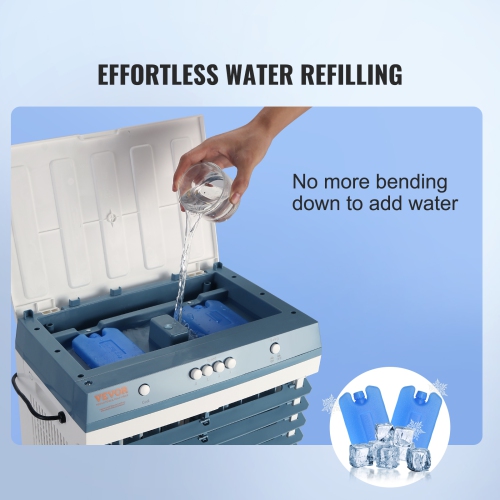 VEVOR 1400 Evaporative Cooler, CFM Air Cooler, 84° Oscillating Swamp Cooler ,5 Gal Air Cooler for 550 Sq.ft with 3 Speeds Adjustable Control, Indoor