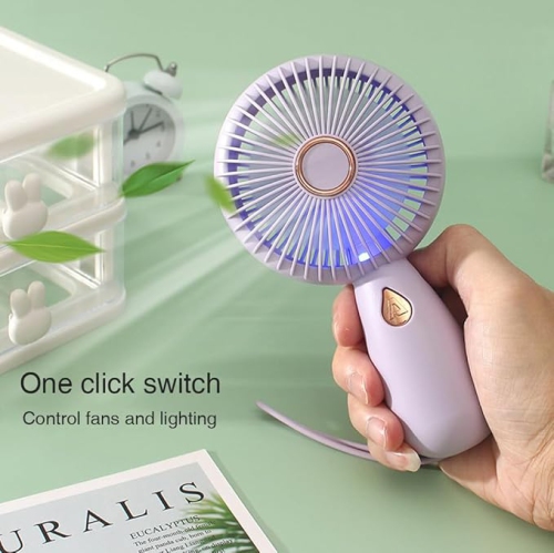 YOULIGHTS Simple Handheld Small Fan, USB charging with LED Portable Electric Fan, Light and Compact, Suitable for Carrying Around to Cool Down