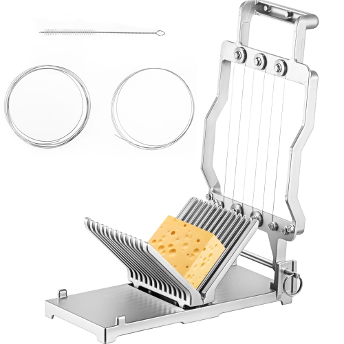VEVOR 1 cm & 2 cm Cheese Cutter With Wire, Cheeser Butter Cutting Blade Replaceable Cheese Slicer Wire, Aluminum Alloy Commercial Cheese Slicer with