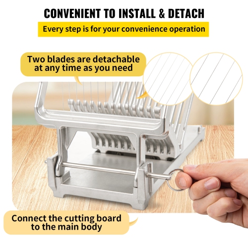 VEVOR 1 cm & 2 cm Cheese Cutter With Wire, Cheeser Butter Cutting Blade Replaceable Cheese Slicer Wire, Aluminum Alloy Commercial Cheese Slicer with