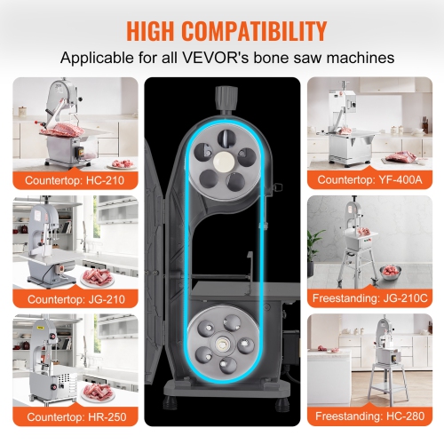 VEVOR 65x0.63x0.02 inch Band Saw Blade, 5 PCS/Pack Meat Bandsaw Blades for Replacement, Carbon Steel Blade, Meat Cutting Blade Wrapped by Rust-Proof