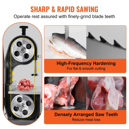 VEVOR 65x0.63x0.02 inch Band Saw Blade, 5 PCS/Pack Meat Bandsaw Blades for Replacement, Carbon Steel Blade, Meat Cutting Blade Wrapped by Rust-Proof