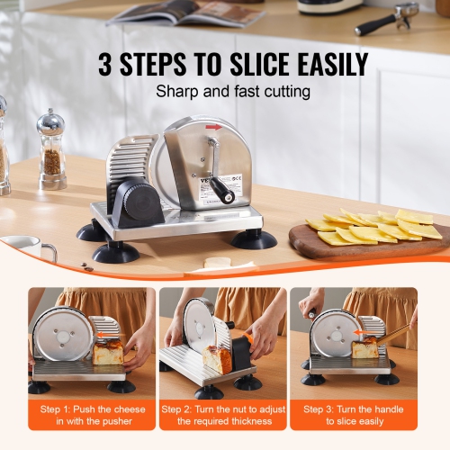 VEVOR 0-6" Adjustable Thickness Manual Bread Slicer, Cheeser Butter Cutting, Micro-Serrated Stainless Steel Blade, Aluminum Alloy Commercial Cheese