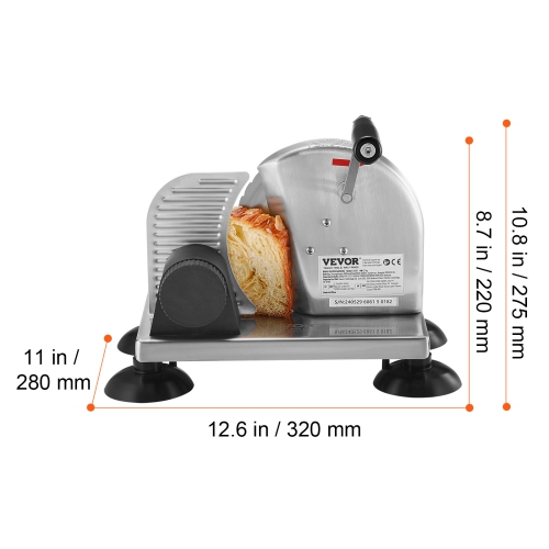 VEVOR 0-6" Adjustable Thickness Manual Bread Slicer, Cheeser Butter Cutting, Micro-Serrated Stainless Steel Blade, Aluminum Alloy Commercial Cheese
