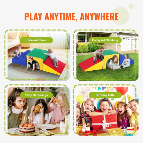 VEVOR 3 pcs, Single Tunnel Climber, Toddler Playset, Foam Climbing Blocks for Toddlers, Kids Tunnel Maze with Stairs and Ramp, Indoor for Toddlers