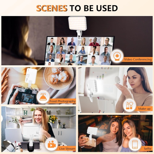 Selfie Light for iPhone -USB-Rechargeable LED Phone Light - Portable Photo Light with 97+ CRI, Up to 6500K Color Temperature Camera Light for Zoom