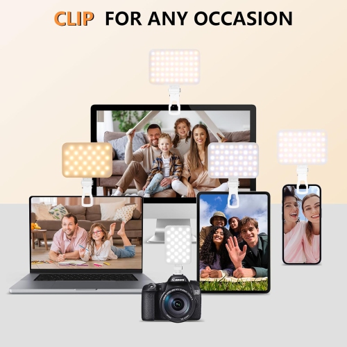 Selfie Light for iPhone -USB-Rechargeable LED Phone Light - Portable Photo Light with 97+ CRI, Up to 6500K Color Temperature Camera Light for Zoom
