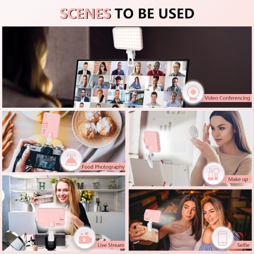Selfie Light - LED Phone Light USB-Rechargeable - Portable Photo Light with 97+ CRI, Up to 6500K Color Temperature Camera Light for Zoom Conference,