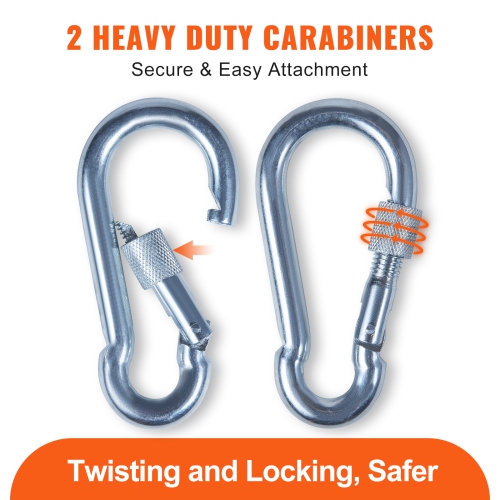 VEVOR 29.3M(96ft) 10.5 mm Static Climbing Rope, Outdoor Rock Climbing Rope 25KN Breaking Tension, Fiber Rope with Steel Snap Hooks for Escape,