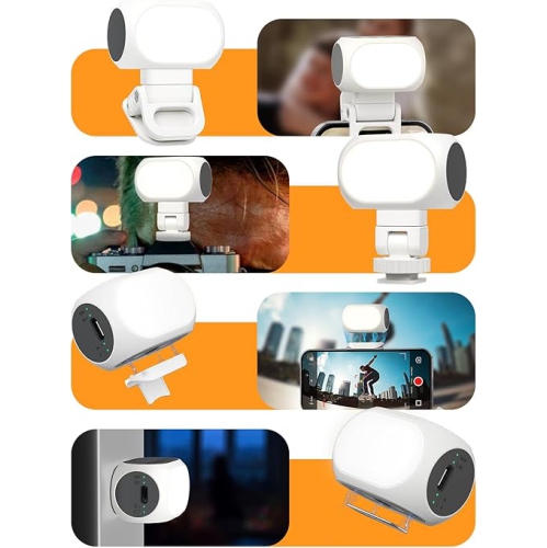 Magnetic Selfie Light with Phone Clip & Cold Shoe Mount - USB-C Rechargeable, 3 Light Modes, 10 Brightness Levels, Mini Magnetic Video Light for