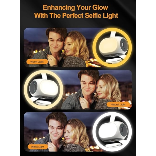 Magnetic Selfie Light with Phone Clip & Cold Shoe Mount - USB-C Rechargeable, 3 Light Modes, 10 Brightness Levels, Mini Magnetic Video Light for
