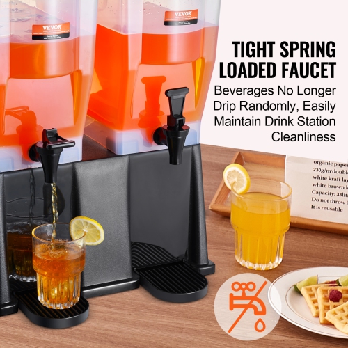 VEVOR Beverage Dispenser, 3 Gallon x 2 Drink Dispensers, Plastic Juice Dispenser with Stand Spigot Lid, Iced Tea Lemonade Juice Water Dispenser, for
