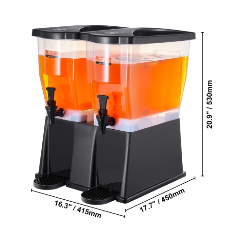VEVOR Beverage Dispenser, 3 Gallon x 2 Drink Dispensers, Plastic Juice Dispenser with Stand Spigot Lid, Iced Tea Lemonade Juice Water Dispenser, for