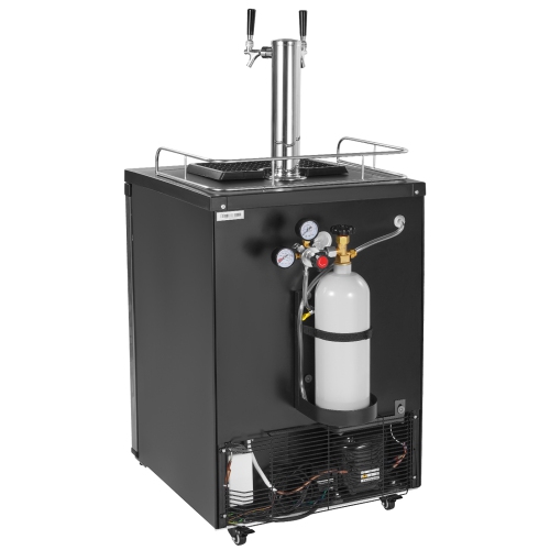 VEVOR Beer Kegerator, Dual Tap Draft Beer Dispenser, Full Size Keg Refrigerator With Shelf, CO2 Tank(No Gas), Drip Tray & Rail, 23°F- 82.4°F