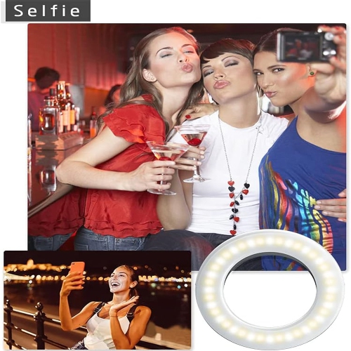 Selfie Ring Light Rechargeable Portable Clip-on Selfie Fill Light with 40 LED for Smart Phone Photography, Camera Video, Girl Makes up