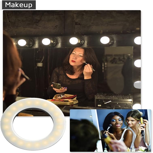 Selfie Ring Light Rechargeable Portable Clip-on Selfie Fill Light with 40 LED for Smart Phone Photography, Camera Video, Girl Makes up