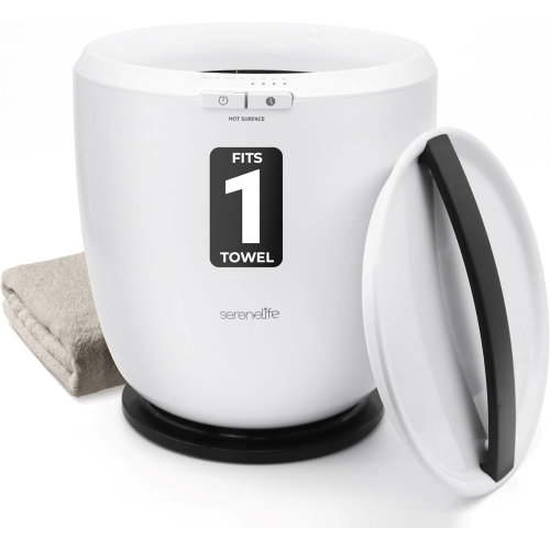 SereneLife Counter Towel Warmer Bucket - with Customized Fragrance for Spa and Bathroom, Luxury Towel Heater, Auto Shut off, Fits 1 large Towel,