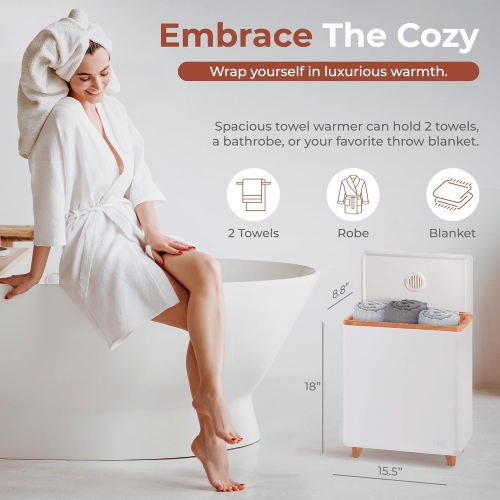SereneLife Luxury Rectangle Towel Warmer - Spa & Bathroom Heater with Custom Fragrance, Auto Shut-Off, Fits 2 large Towels, Blankets, Bathrobes, PJ's