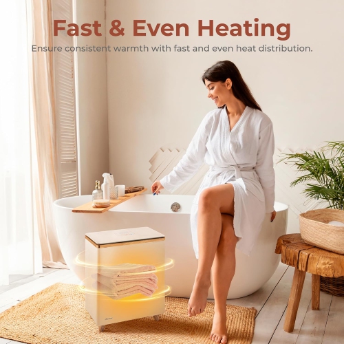 SereneLife Luxury Rectangle Towel Warmer - Spa & Bathroom Heater with Custom Fragrance, Auto Shut-Off, Fits 2 large Towels, Blankets, Bathrobes, PJ's