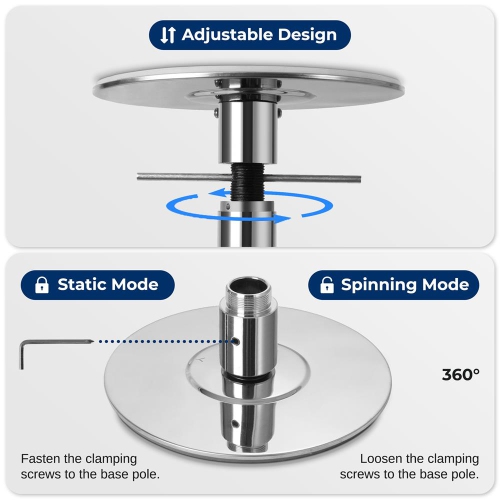 SereneLife Professional Spinning Dance Pole, 45mm Portable Exercise Pole for Fitness – Durable Steel Build, Anti-Rust Finish, Suitable for Home,