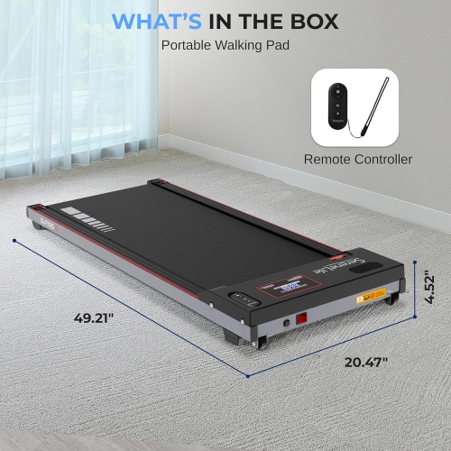 SereneLife Walking Pad Treadmill with Remote Control, 0.6 – 8.7 MPH Smart Speed Control, Walking Mat, Under Desk Treadmill for Home Office, Shock