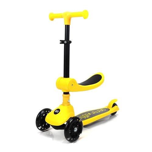 Image 1 de 1.. SereneLife 3 Wheel Foldable Kids Scooter - Foldable Seat, LED Wheel Lights, Adjustable Handlebar, Rear Foot Brake, Lean-to-Steer, Anti-Slip Deck,