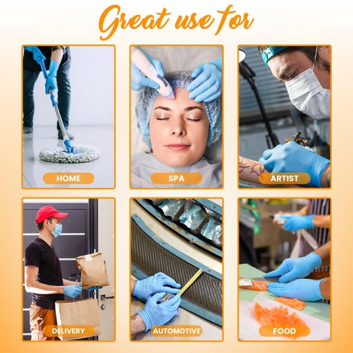 SereneLife Soft Industrial Gloves, Disposable Nitrile Gloves, Latex Free, Puncture Resistant, Non-Sterile, Textured Grip, Ideal for Automotive,