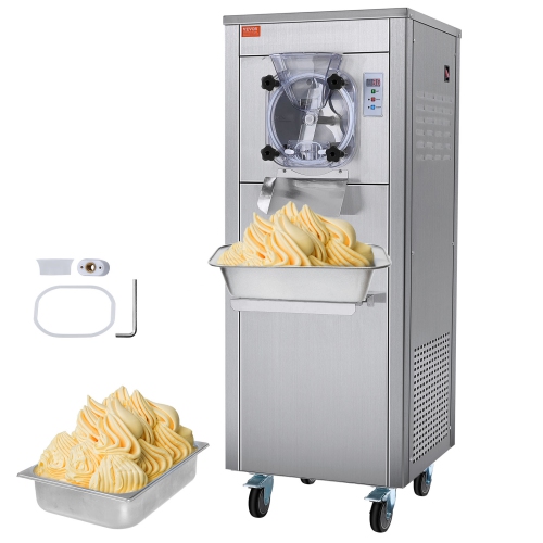 VEVOR 1780W Ice Cream Maker for Commercial Use,18 Liters per Hour, Single Flavor, Equipped with Wheels, 6L Stainless Cylinder, LED Display, Automatic