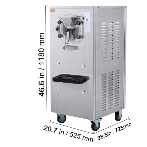 VEVOR 20-25L/H Yield, Ice Cream Machine, 2400W 1-Flavor Hard Ice Cream Maker, 8L Stainless Steel Cylinder,Digital Display Auto Clean Adjustable