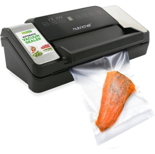NutriChef Vacuum Sealer for Food – Dry, Moist & Pulse Modes, Dual Seal, Built-in Roll Storage & Cutter, High-Power Suction, Durable Design, Includes